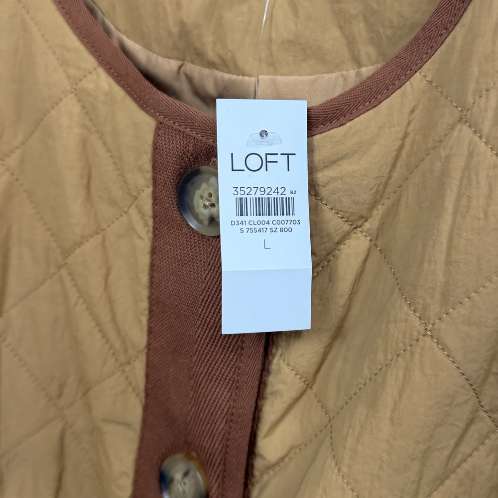 Loft Quilted Brown Field button down Jacket size … - image 4